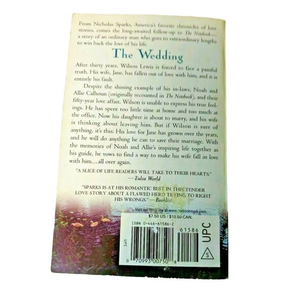 Nicholas Sparks "The Wedding" Paperback Novel Romance Family Drama - Picture 2 of 2